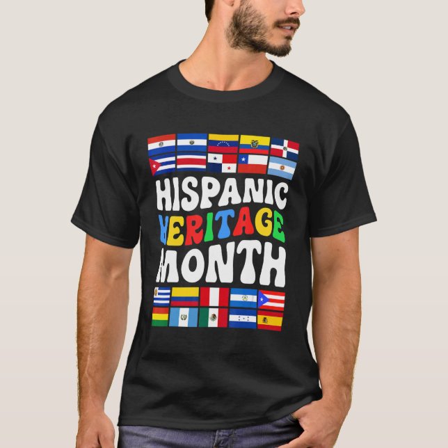 Lateinische Länder Flaggen-Retro-Hispanic Heritage T-Shirt (Vorderseite)