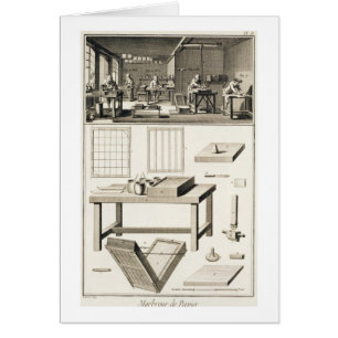 L'atelier et les outils d'un marbler de papier, de