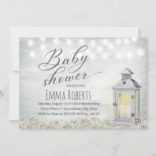 Laterne & Baby's Atem Florale Rustikale Babyparty Einladung