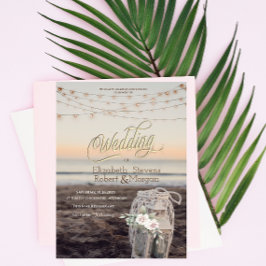 Laterne, String Lights, Blume, Beach Wedding Einladung