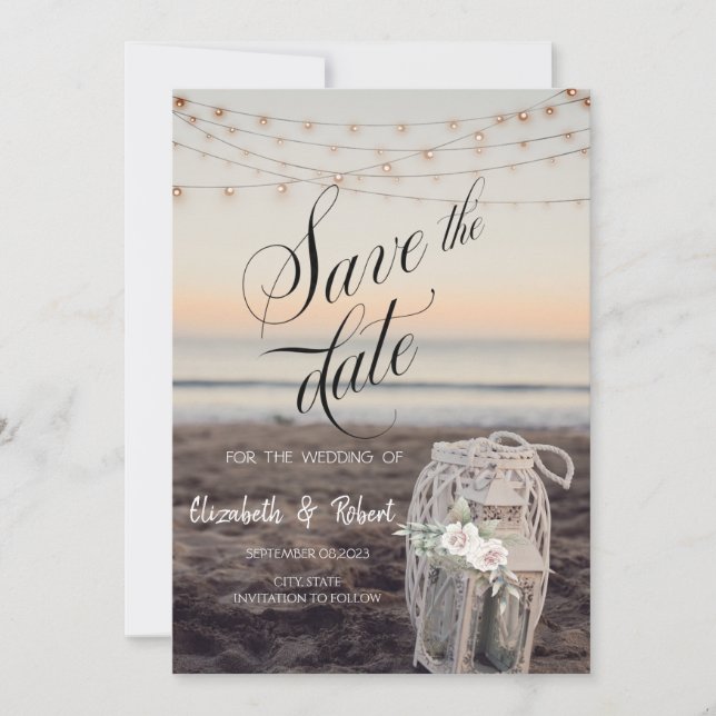 Laterne, String Lights, Blume, Strand Save the Dat Save The Date (Vorderseite)