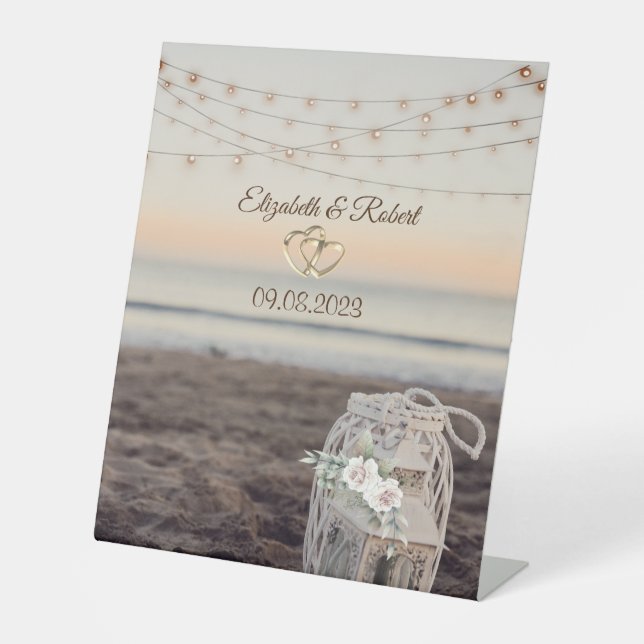 Laterne, String Lights, Blume, Strand Sockelschild (Vorderseite)