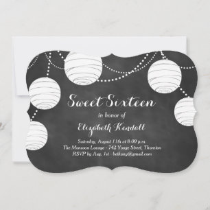 Laternen auf Kreide Sweet Sixteen Einladung