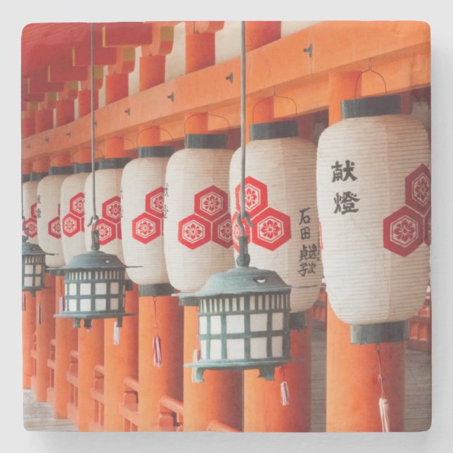 Laternen im Itsukushima-Schrein Steinuntersetzer (Vorderseite)