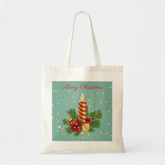 Laternen Kerze und Glitzern - Frohe Weihnachten Tragetasche (Vorne)