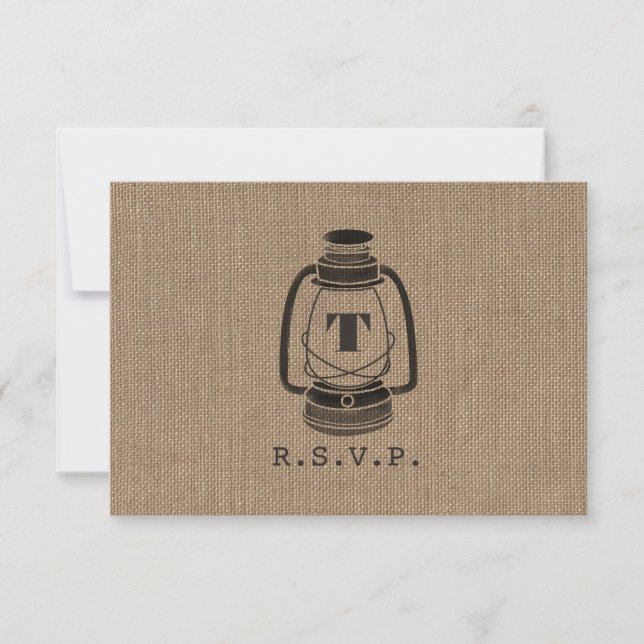 Laternen-Monogramm, Inspiriert, mit Bruch, R.S.V.P RSVP Karte (Vorderseite)