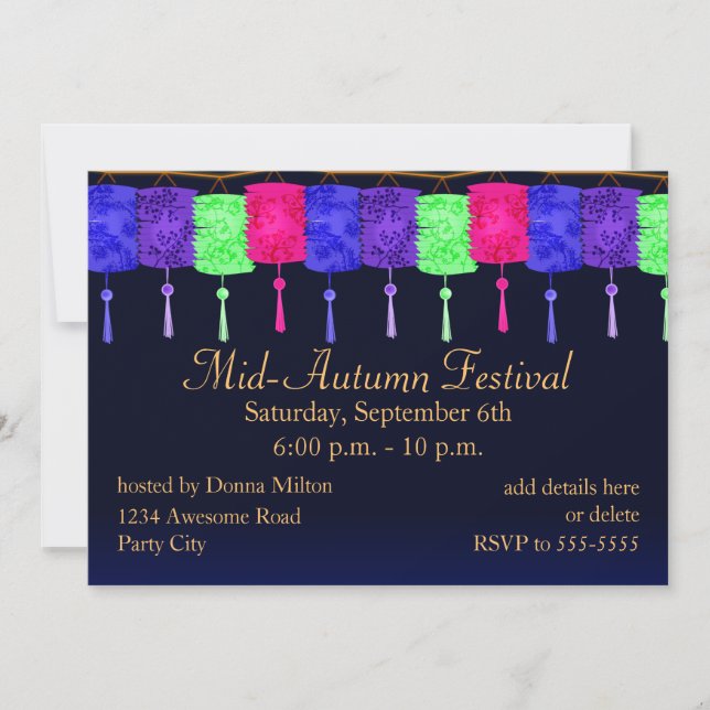 Laternen und Einladung zum Vollmond (Vorderseite)