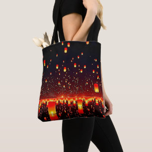 Laternenfest-Nacht-Glüh-Kunstwerk Tasche