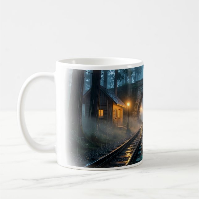 Laternenpfad durch das Waldtunnel-Mug Kaffeetasse (Links)