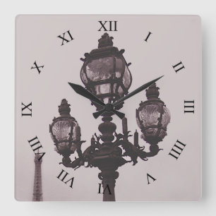 Laternenpfosten auf Pont Alexandre III Bridge Cloc Quadratische Wanduhr