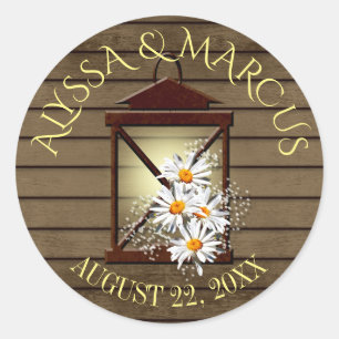 Laternenwald und rustikales Barnholz Runder Aufkleber