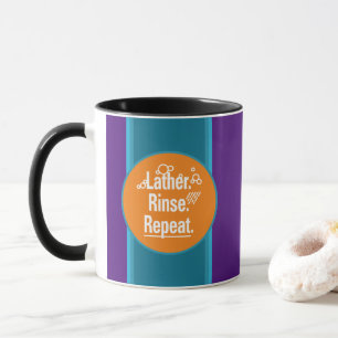Lather Rinse Repeat Aqua Stripes Orange Spot Tasse