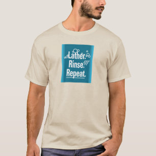 Lather Rinse Wiederholen White Gfx Aqua Streifen T-Shirt