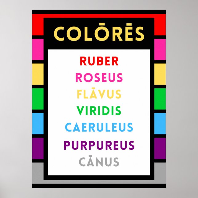 Latin Colors Poster - Latin Teacher Gift (Vorne)