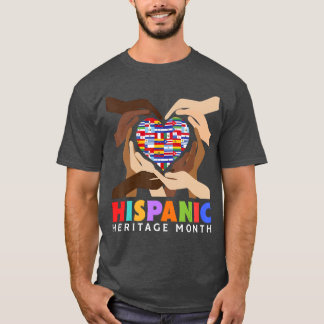 Latin Countries Heart Hands Flags Hispanic Heritag T-Shirt