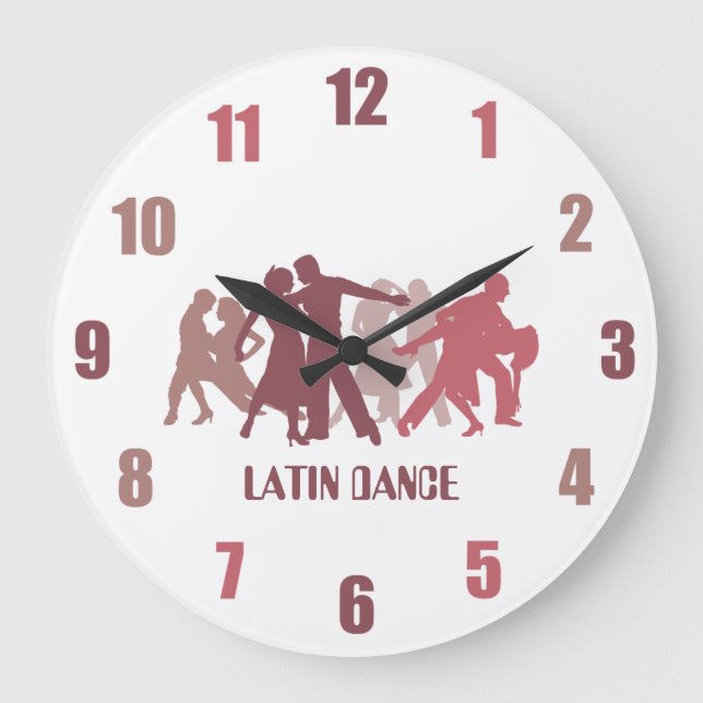 Latin Dancers Illustration Große Wanduhr (Vorderseite)