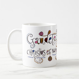Latin Gaudete Whimsical Hand Lettered Weihnachten Kaffeetasse