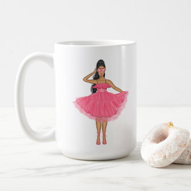 Latina Babe Pink Custom Name  Kaffeetasse (Mit Donut)