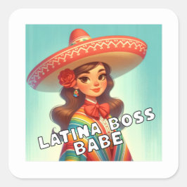 Latina Boss Babe Latinx gehört kleinen Unternehmen Quadratischer Aufkleber