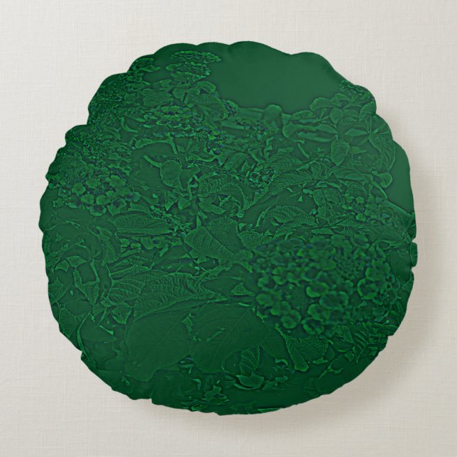 Latina Floral Design Green. Rundes Kissen (Vorderseite)