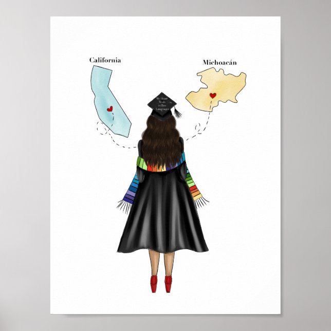 Latina Graduate mit zwei Staaten Abschluss Poster (Vorne)