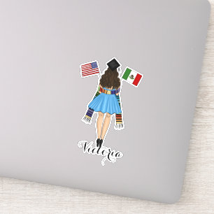 Latina Graduate Serape Mexiko-und Amerika-Flagge Aufkleber