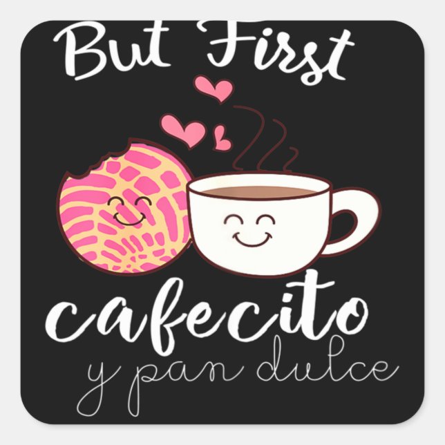 Latina Mama Niedlich Spanischer Kaffee und Conchas Quadratischer Aufkleber (Vorderseite)