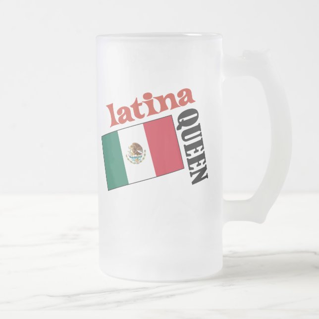 Latina Queen & Mexiko Flag Mattglas Bierglas (Rechts)