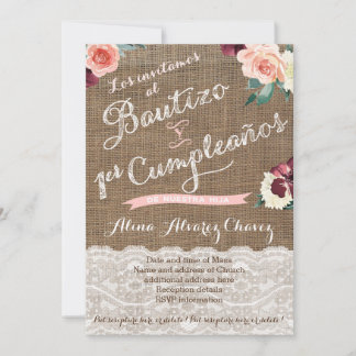 Latino Baptisse & Erste Geburtstagskarten auf Span Einladung