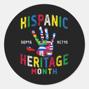 Latino Countries: Hispanic Heritage Month Handprin Runder Aufkleber