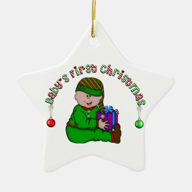Latino Elf Baby 1. Weihnachtsdekoration Keramikornament (Vorne)