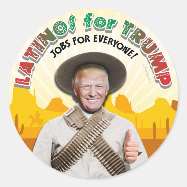 LATINOS FÜR TRUMP Hispanic Pancho Villa Bandito Runder Aufkleber (Vorderseite)
