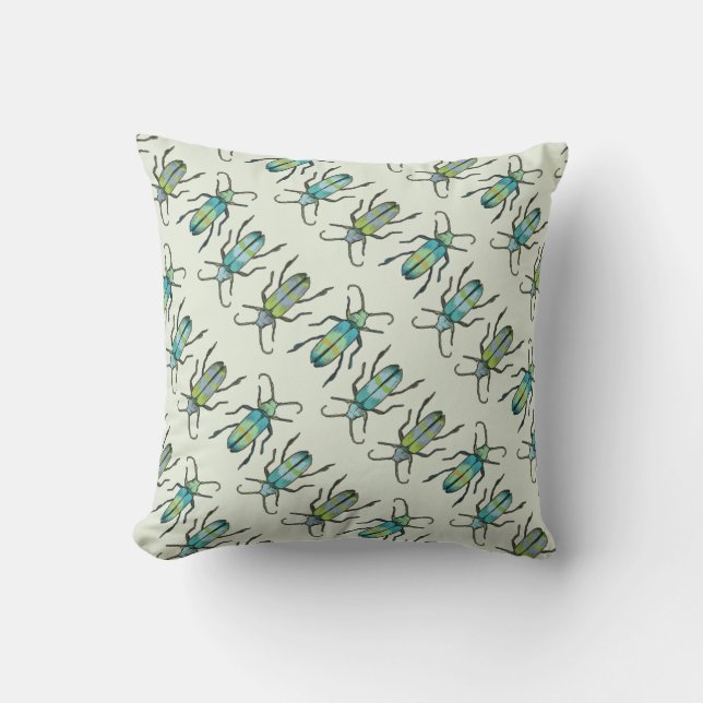 Latipes insecte motif vert turquoise coussin (Recto)