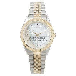 Latitude Longitude Fort Pierce FL Nautic Chart Armbanduhr