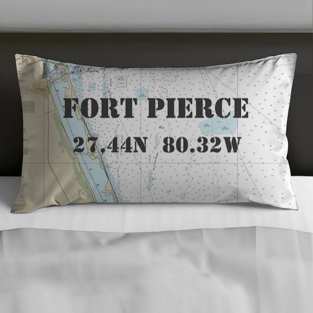 Latitude Longitude Fort Pierce FL Nautic Chart ⚓ Kissenbezug (Von Creator hochgeladen)