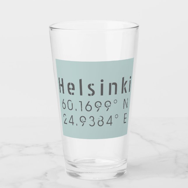 Latitude Longitude Helsinki Glas (Vorderseite)