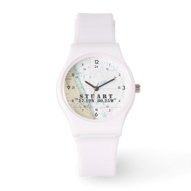 Latitude und Longitude Stuart, Florida, nautisch Armbanduhr (Vorderseite)