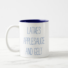 Latkes Applesauce und Gelt Zweifarbige Tasse
