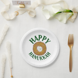 Latkes Happy Hanukkah Chanukah Juwish Holidays Pappteller