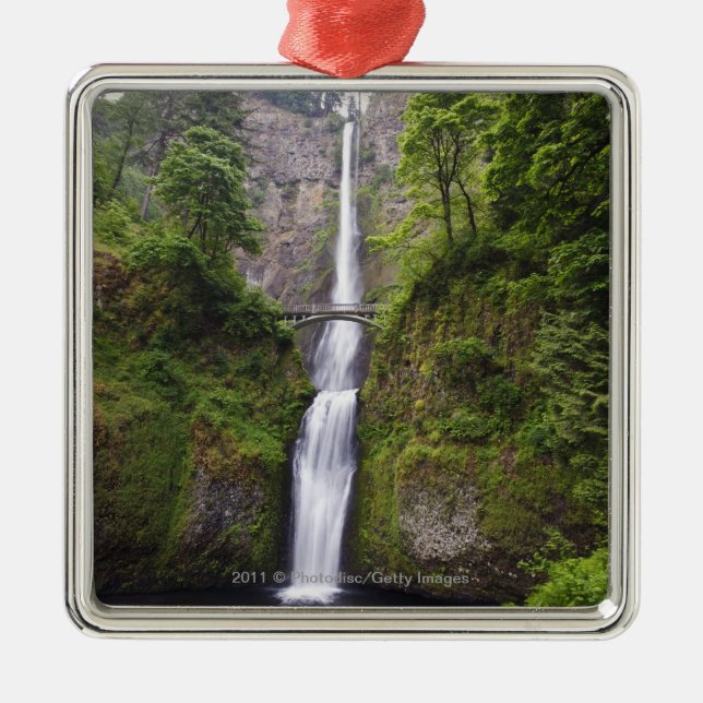 Latourell Fälle u. Brücken-Columbia River Schlucht Silbernes Ornament (Vorne)