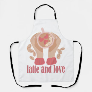Latte and love cup, hands and coffee quote schürze