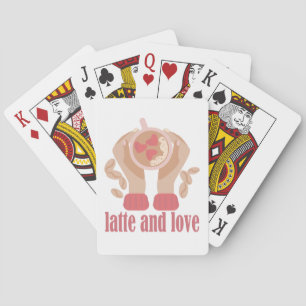 Latte and love cup, hands and coffee quote spielkarten