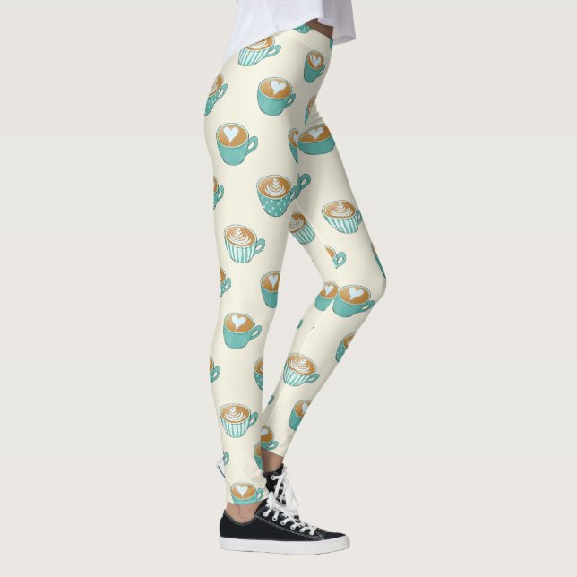 Latte Art in Niedlich Blue Coffee Mugs Leggings (Rechts)