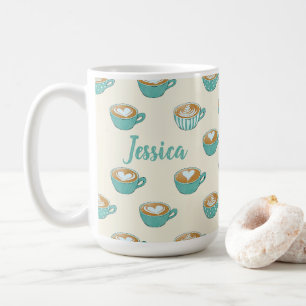 Latte Art in Niedlich Blue Coffee Mugs mit Namen Kaffeetasse