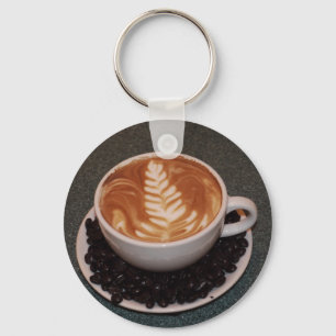 Latte Art und Coffee Bohnen Schlüsselanhänger