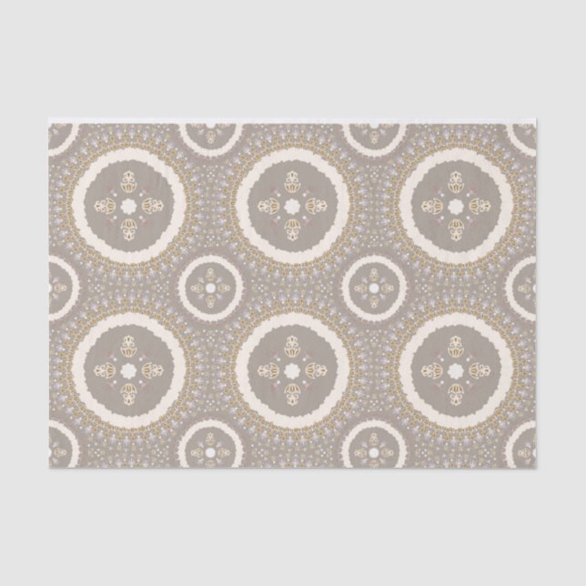 Latte Beige Elegante Ornamental Floral Seidenpapier (Vorderseite)