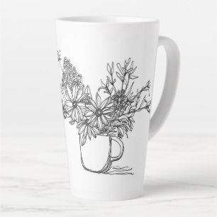 Latte Bouquet de la tasse de dessin