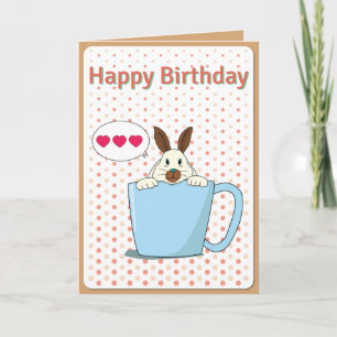 Latte bunny Happy Birthday Card Karte