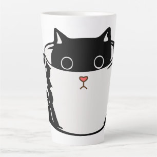 Latte Chaton noir avec nez rouge caché dans une tasse