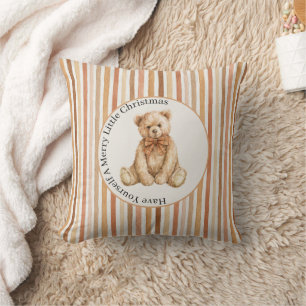 Latte Cocoa Blush Streifen Teddybär Weihnachten Kissen